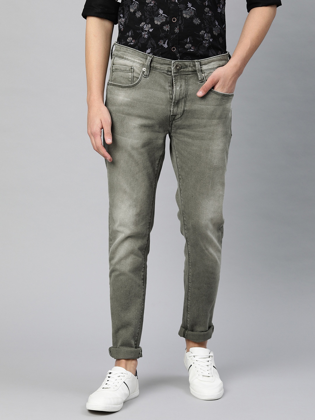 

Pepe Jeans Men Grey Chinox Super Skinny Fit Mid-Rise Clean Look Stretchable Jeans