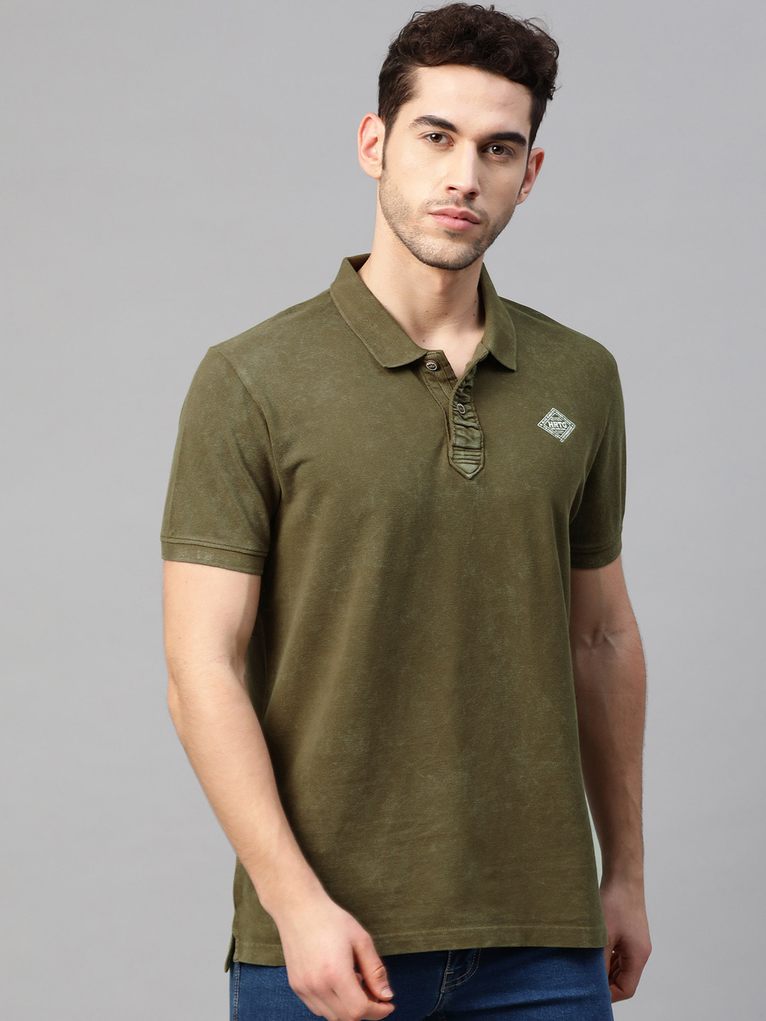 

Pepe Jeans Men Olive Green Solid DACKS SS IP Polo Collar Pure Cotton T-shirt
