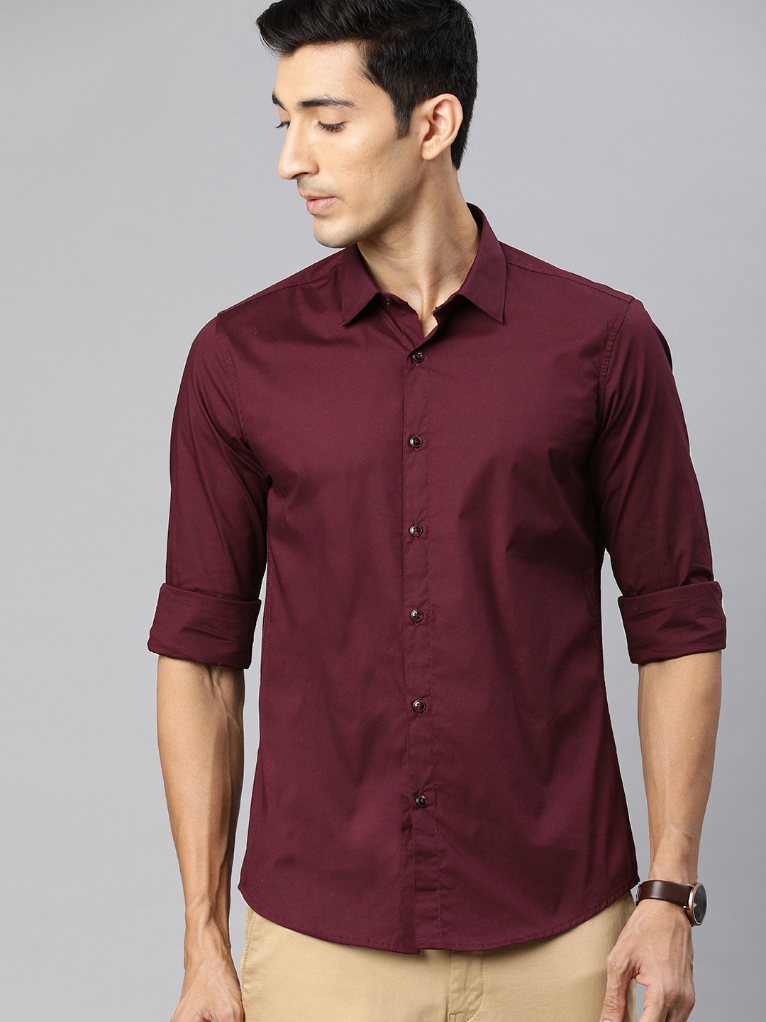 

Pepe Jeans Men Burgundy Regular Fit Solid Casual Shirt