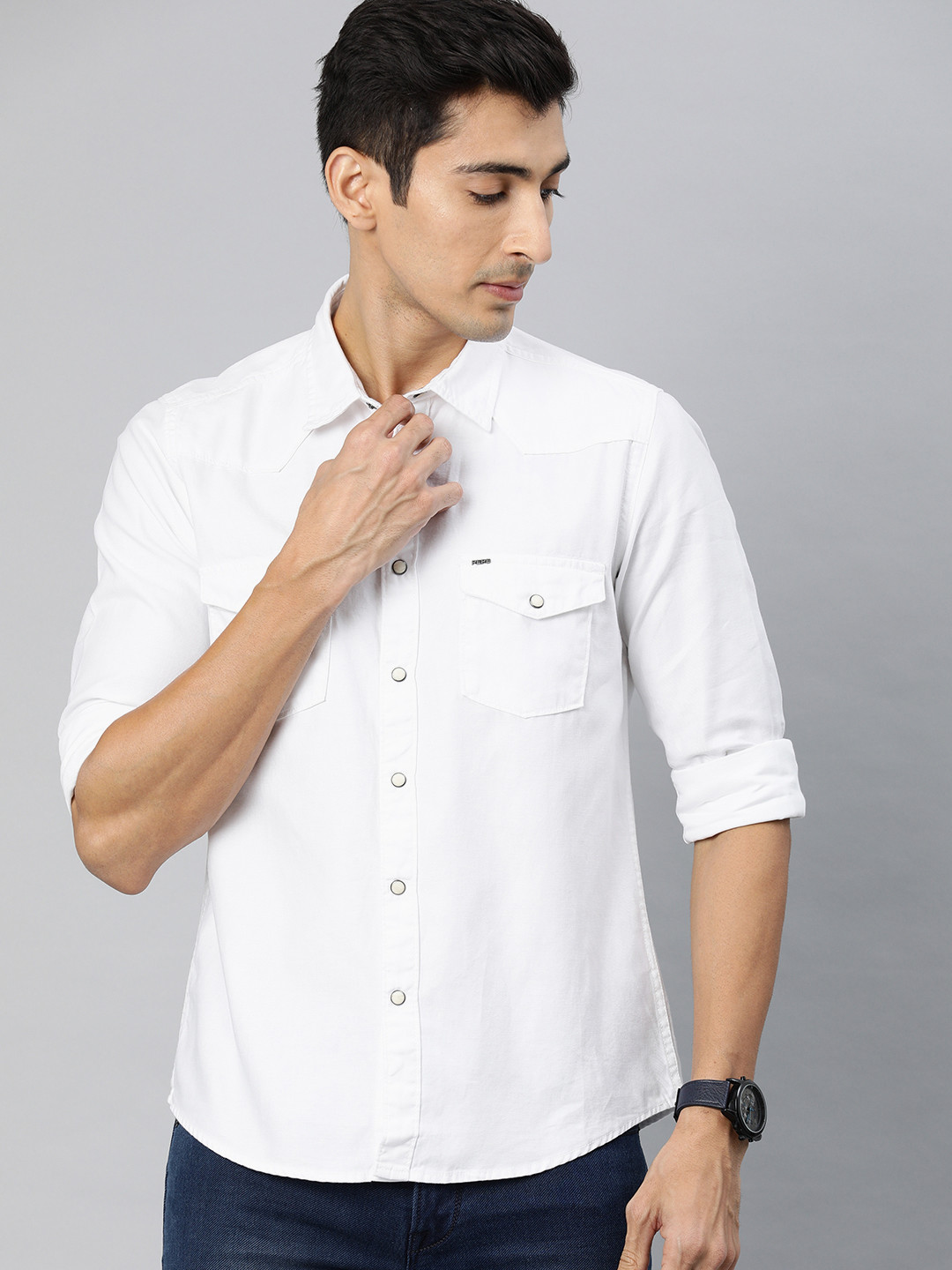 

Pepe Jeans Men White Regular Fit Solid Casual Shirt