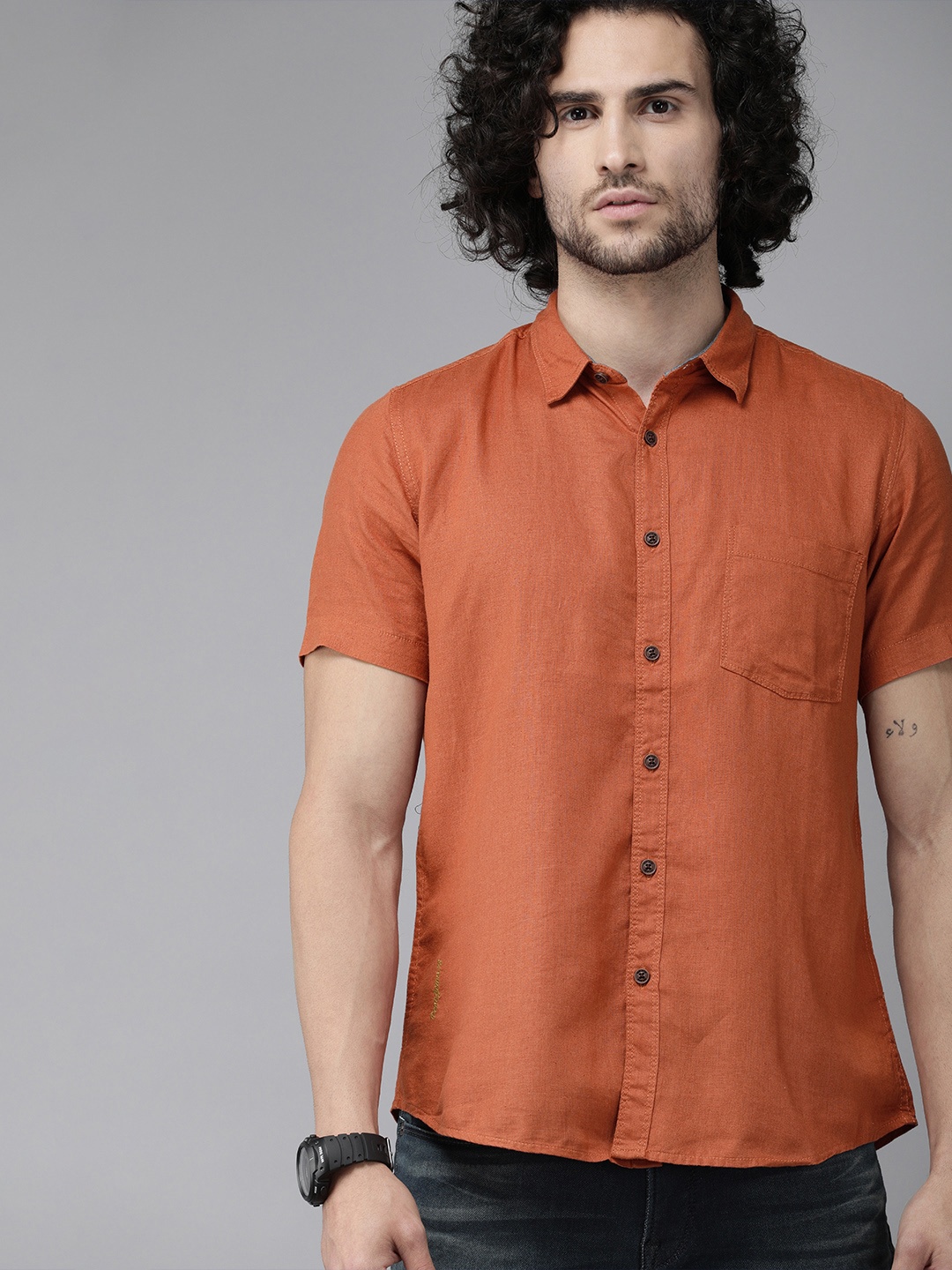 

Pepe Jeans Men Coral NORMAN SS IP Regular Fit Solid Casual Shirt