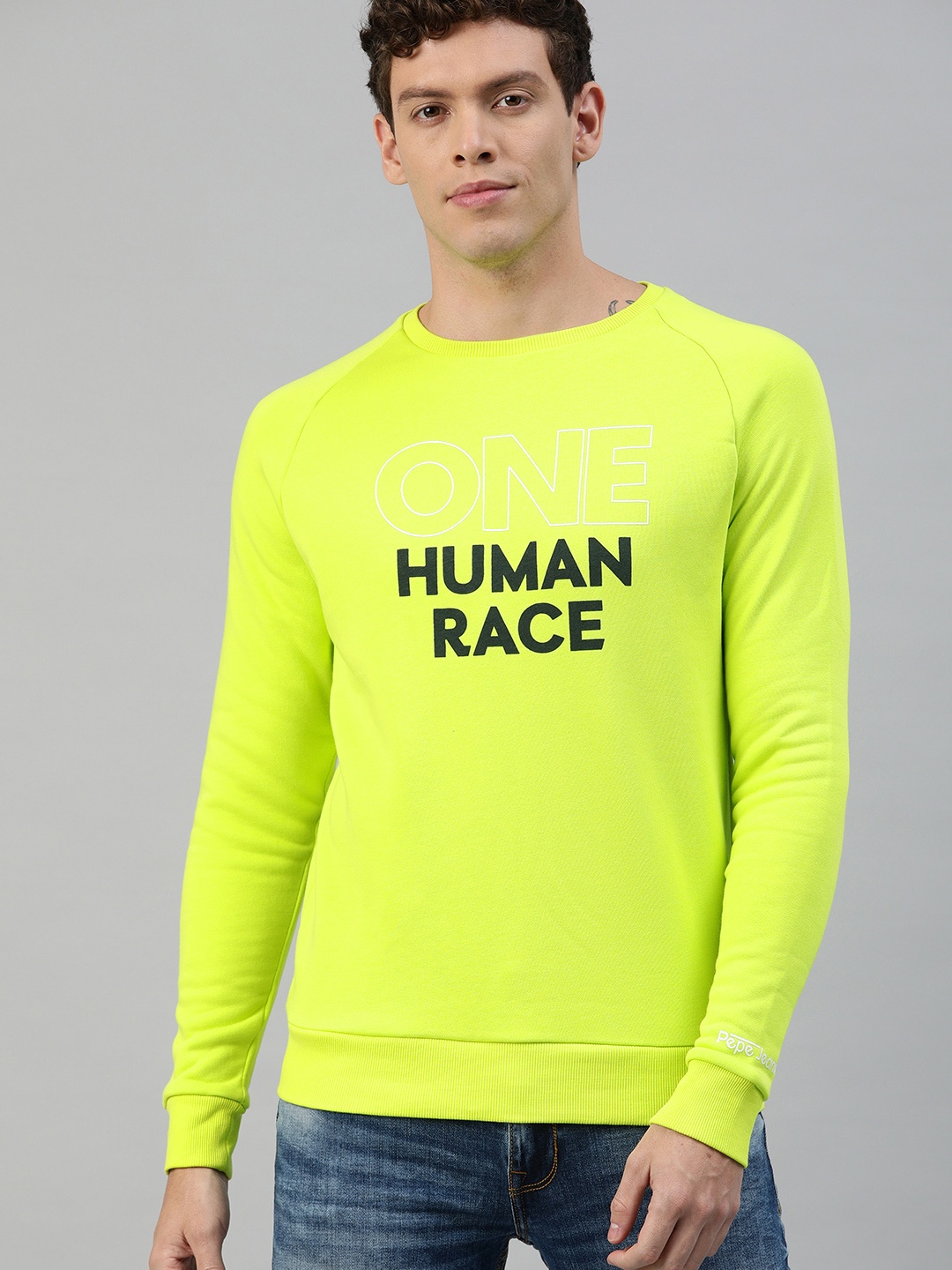 

Pepe Jeans Men Fluorescent Green Printed Pullover Sweatshirt