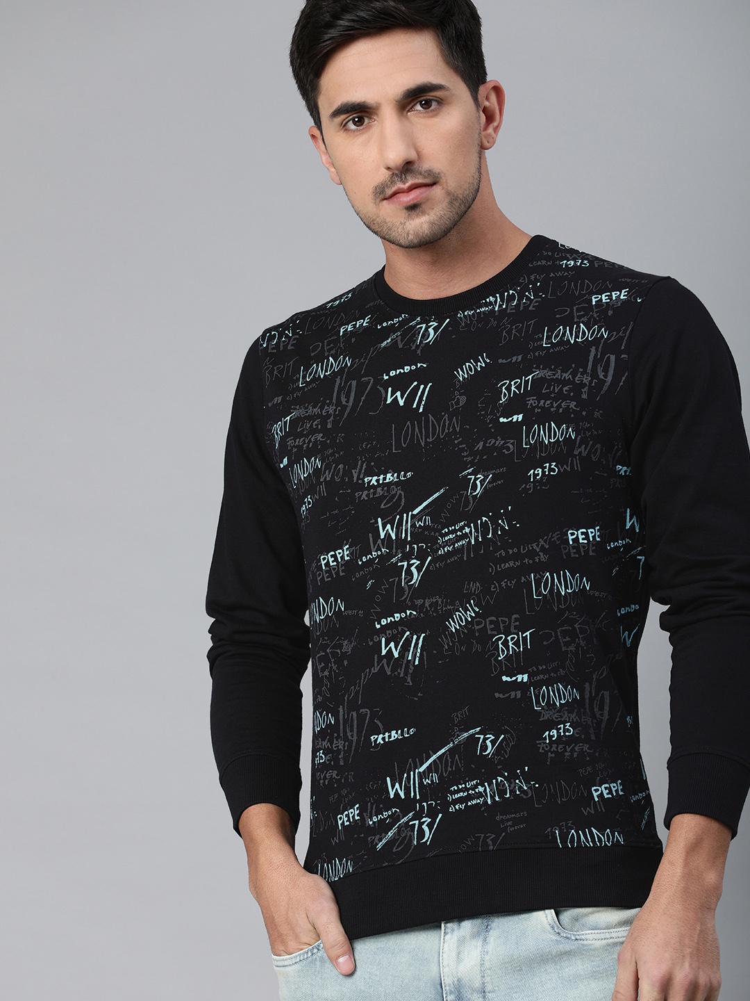 

Pepe Jeans Men Black Printed Sweatshirt