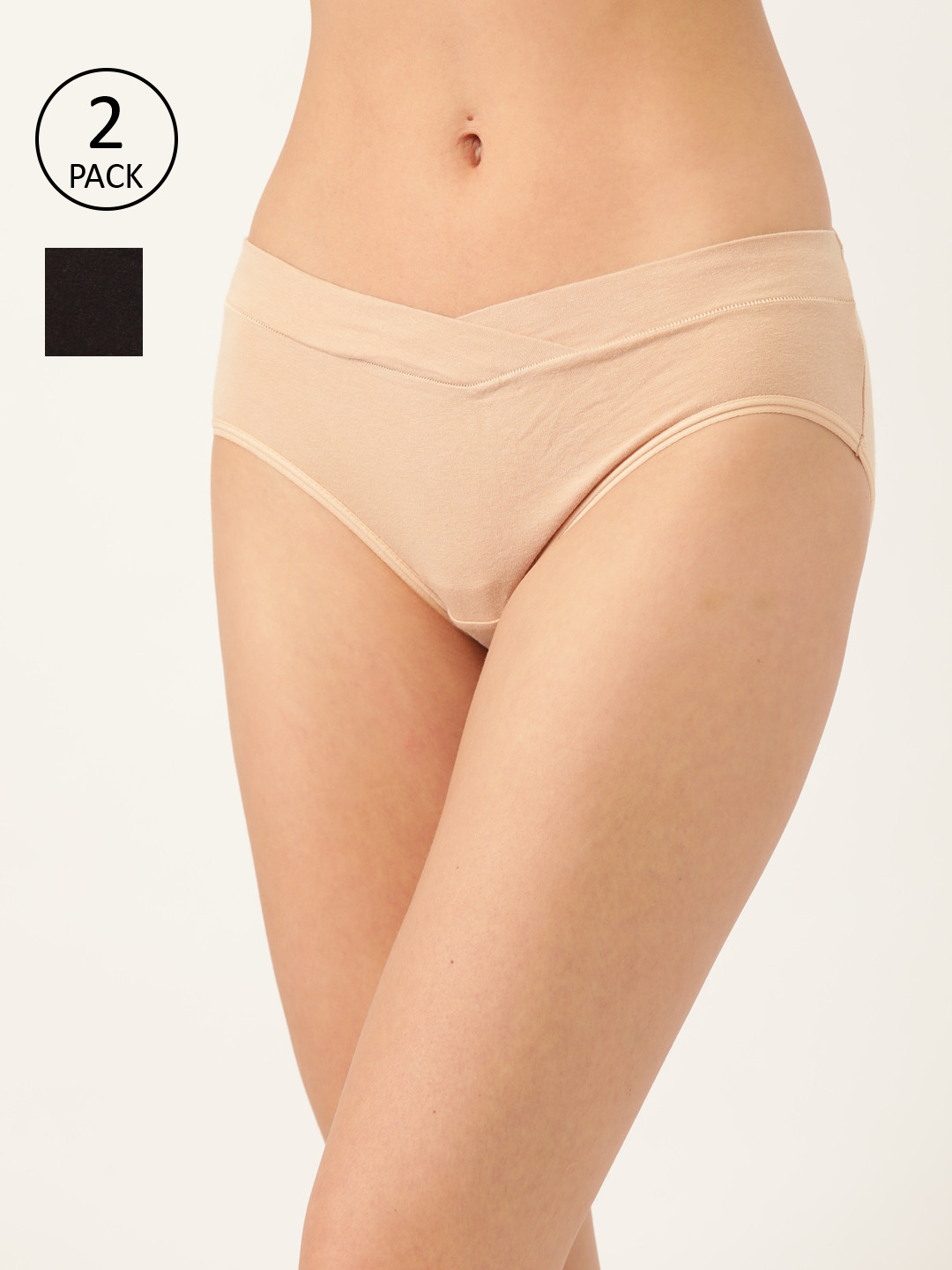 

Inner Sense Women Pack of 2 Organic Cotton Antimicrobial Maternity Sustainable Briefs IMPC102, Black