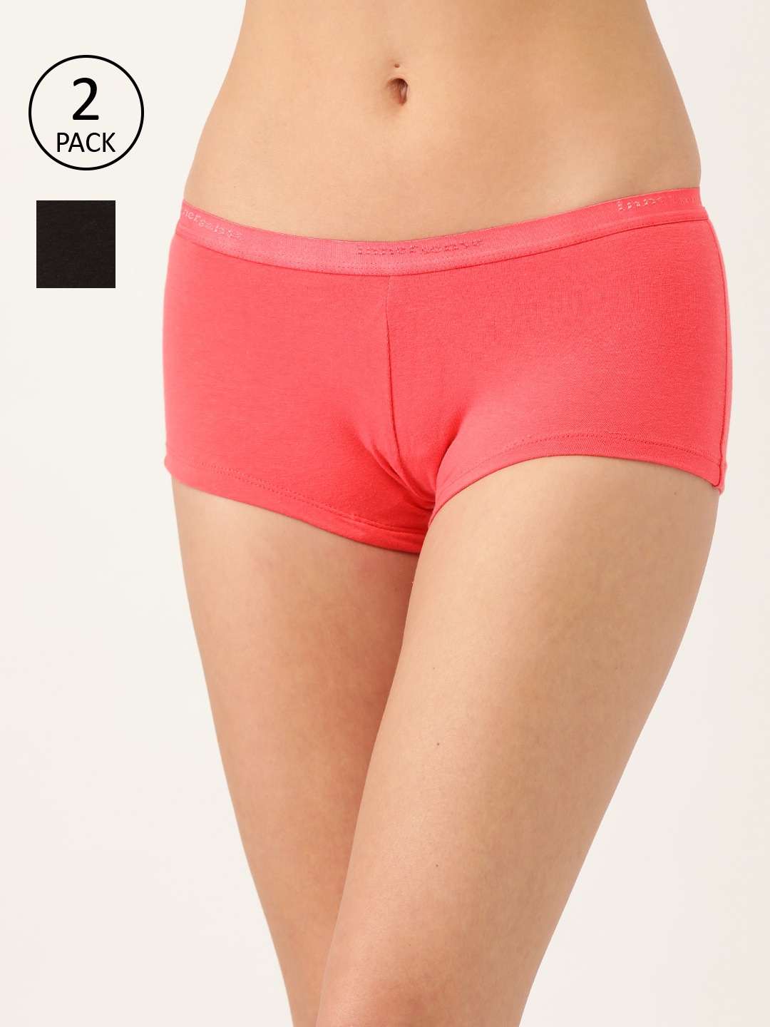 

Inner Sense Women Pack of 2 Organic Cotton Sustainable Antimicrobial Boy Shorts ISPC038, Black