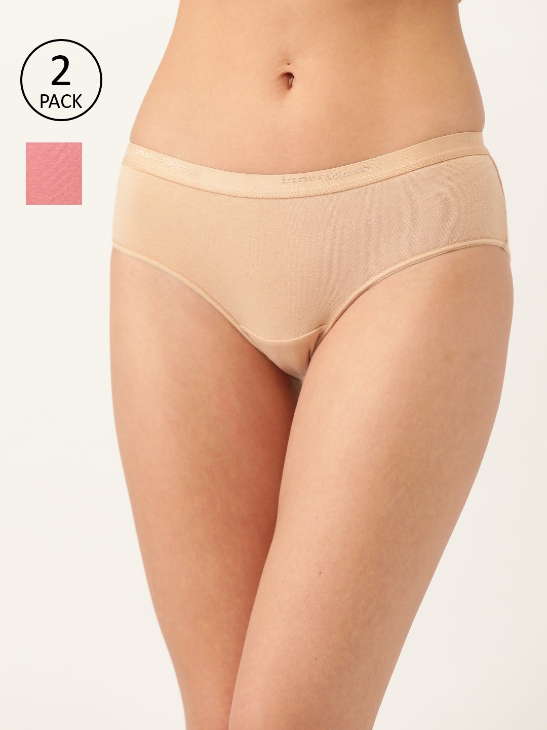 

Inner Sense Women Pack of 2 Organic Cotton Sustainable Antimicrobial Hipster ISPC002, Beige