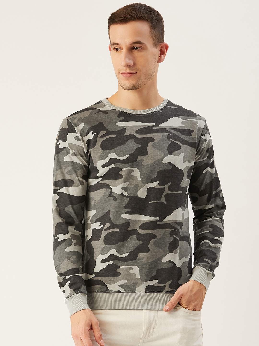

Rodzen Men Grey & Brown Printed Sweatshirt