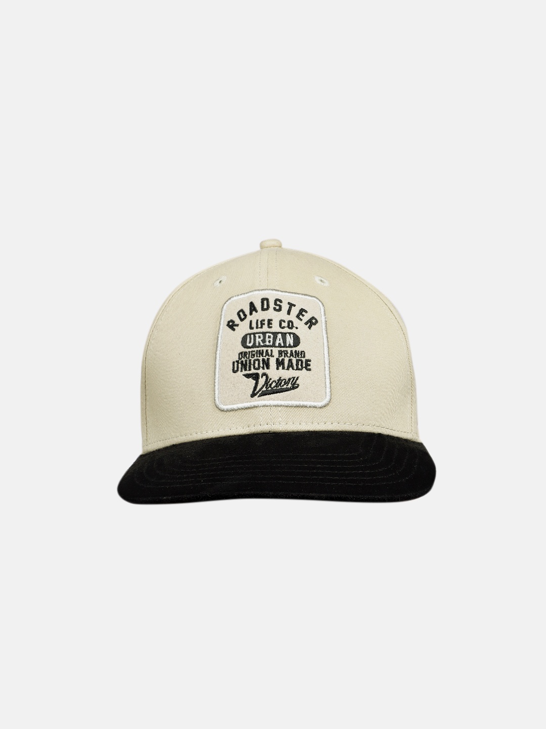

Roadster Unisex Beige & Black Embroidered Snapback Cap