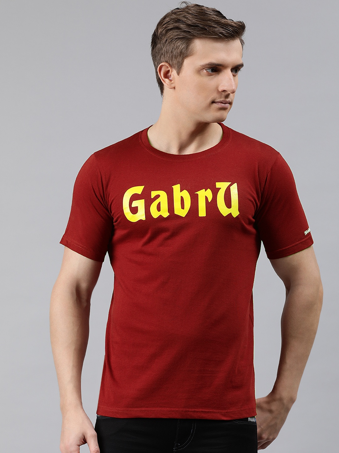 

BRATMA Men Maroon Printed Round Neck T-shirt