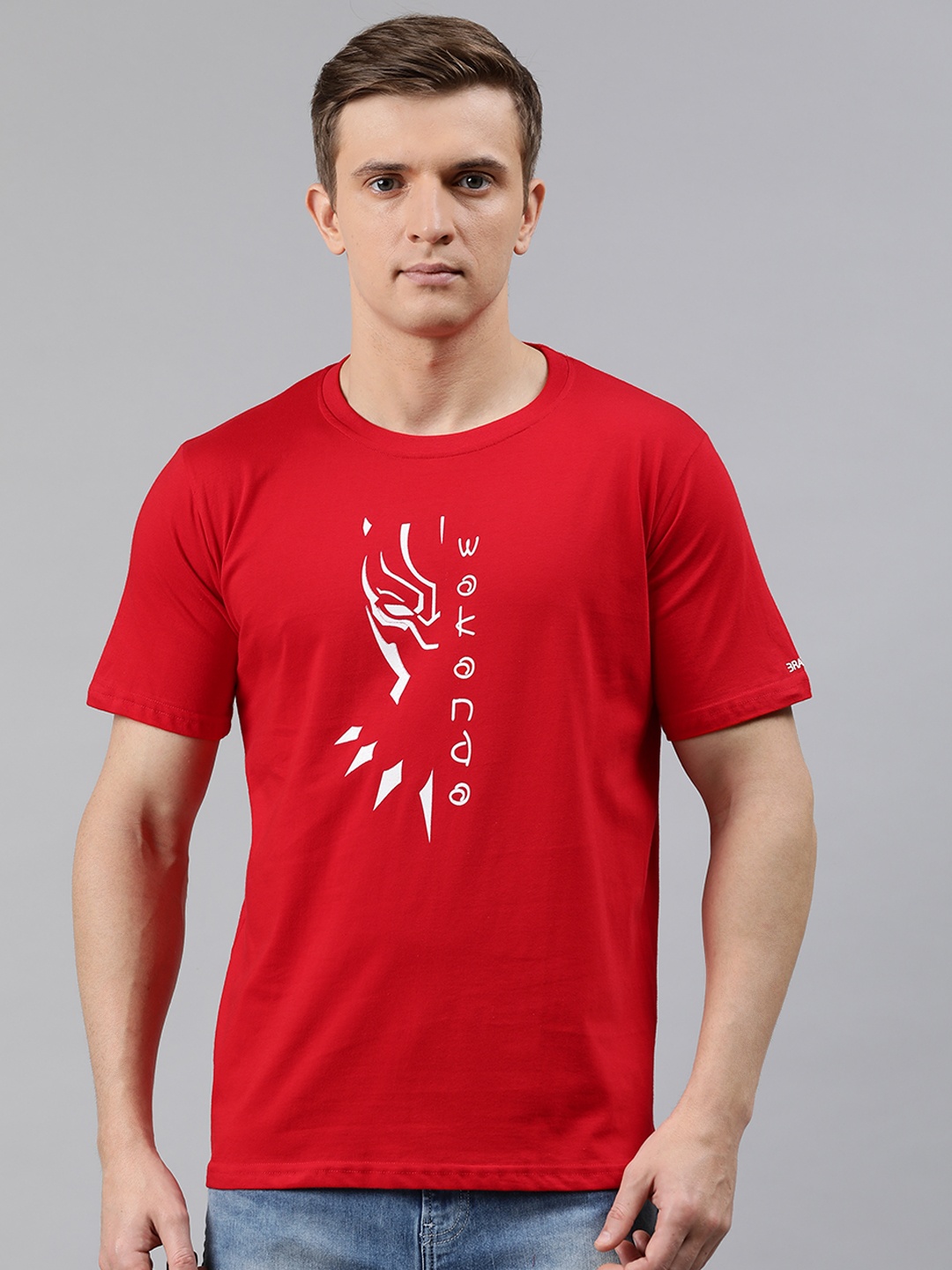 

BRATMA Men Red Printed Round Neck T-shirt