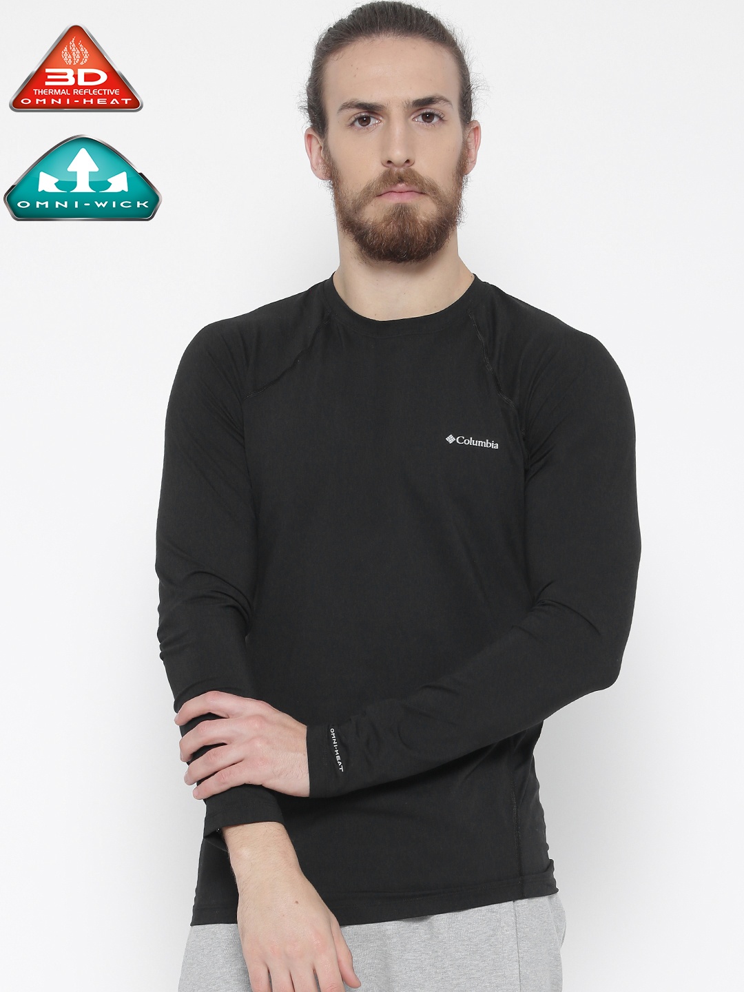 

Columbia Men Black Midweight Stretch Solid Round Neck Outdoor T-shirt