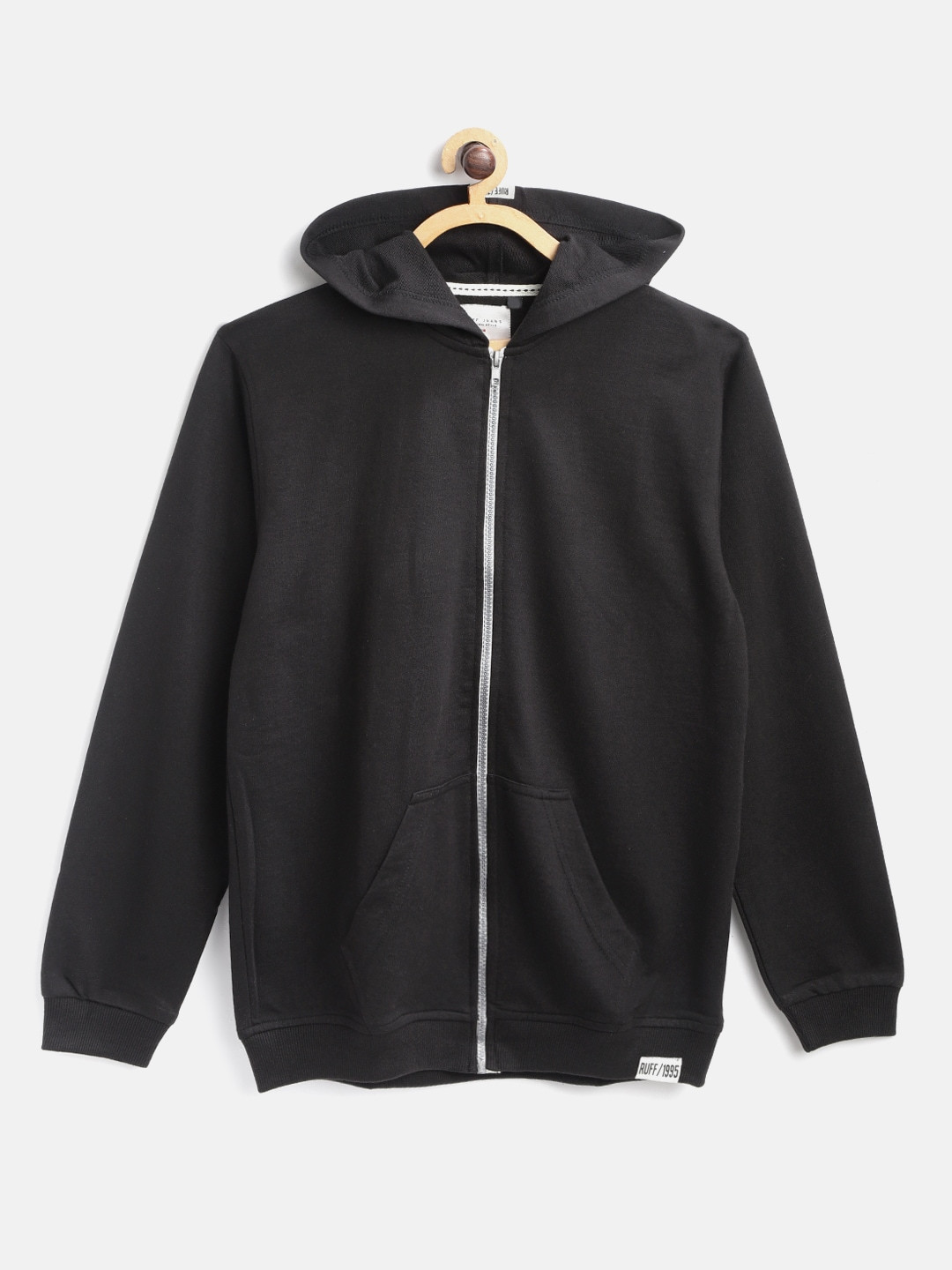 

RUFF Boys Black Solid Hooded Sweatshirt