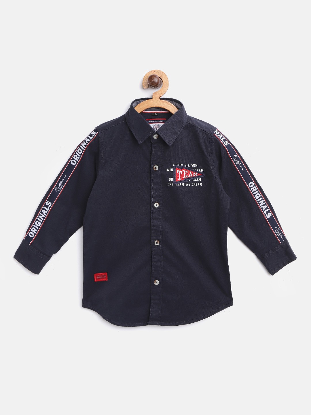 

RUFF Boys Navy Blue Slim Fit Solid Casual Shirt with Side Taping Detail