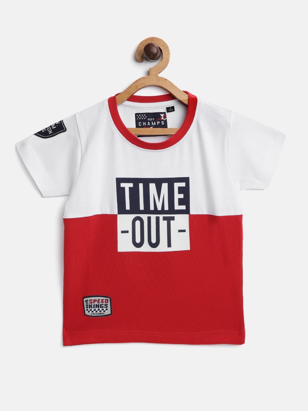 

RUFF Boys White & Red Printed Round Neck T-shirt