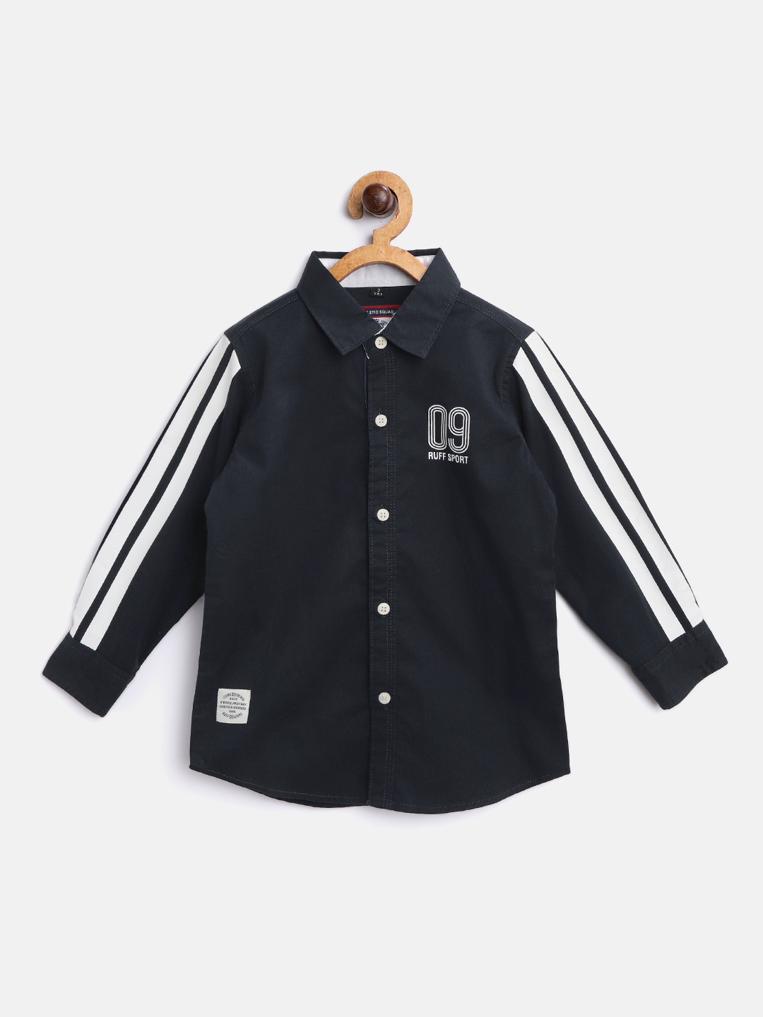 

RUFF Boys Navy Blue Slim Fit Solid Casual Shirt