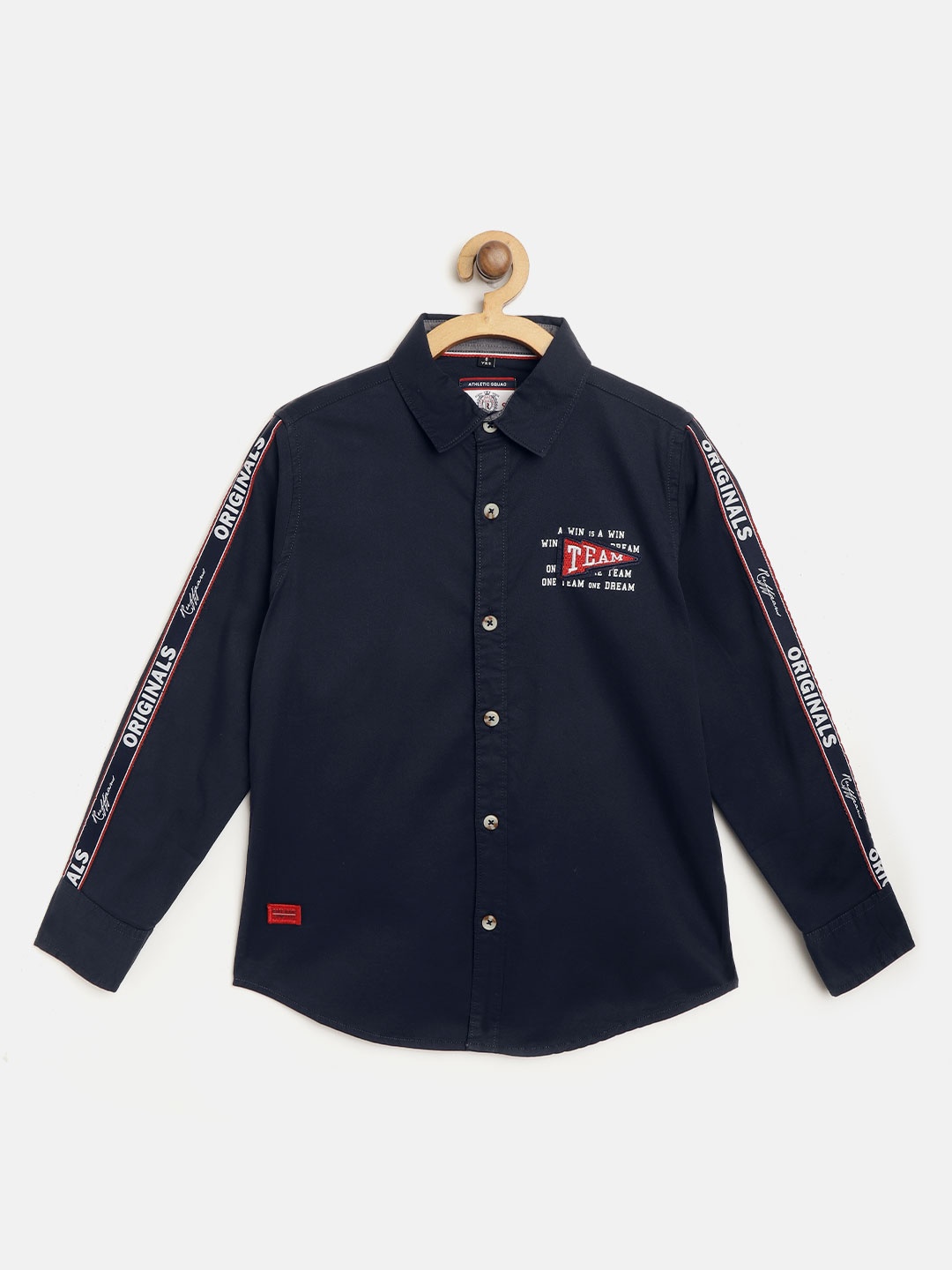 

RUFF Boys Navy Blue Slim Fit Solid Casual Shirt