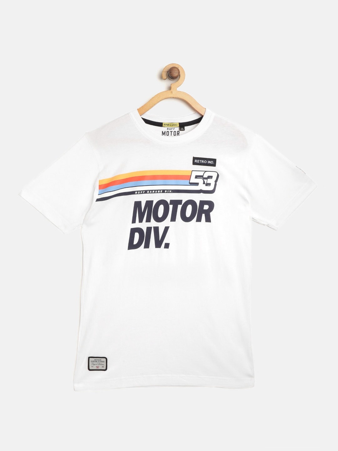 

RUFF Boys White Printed Round Neck T-shirt