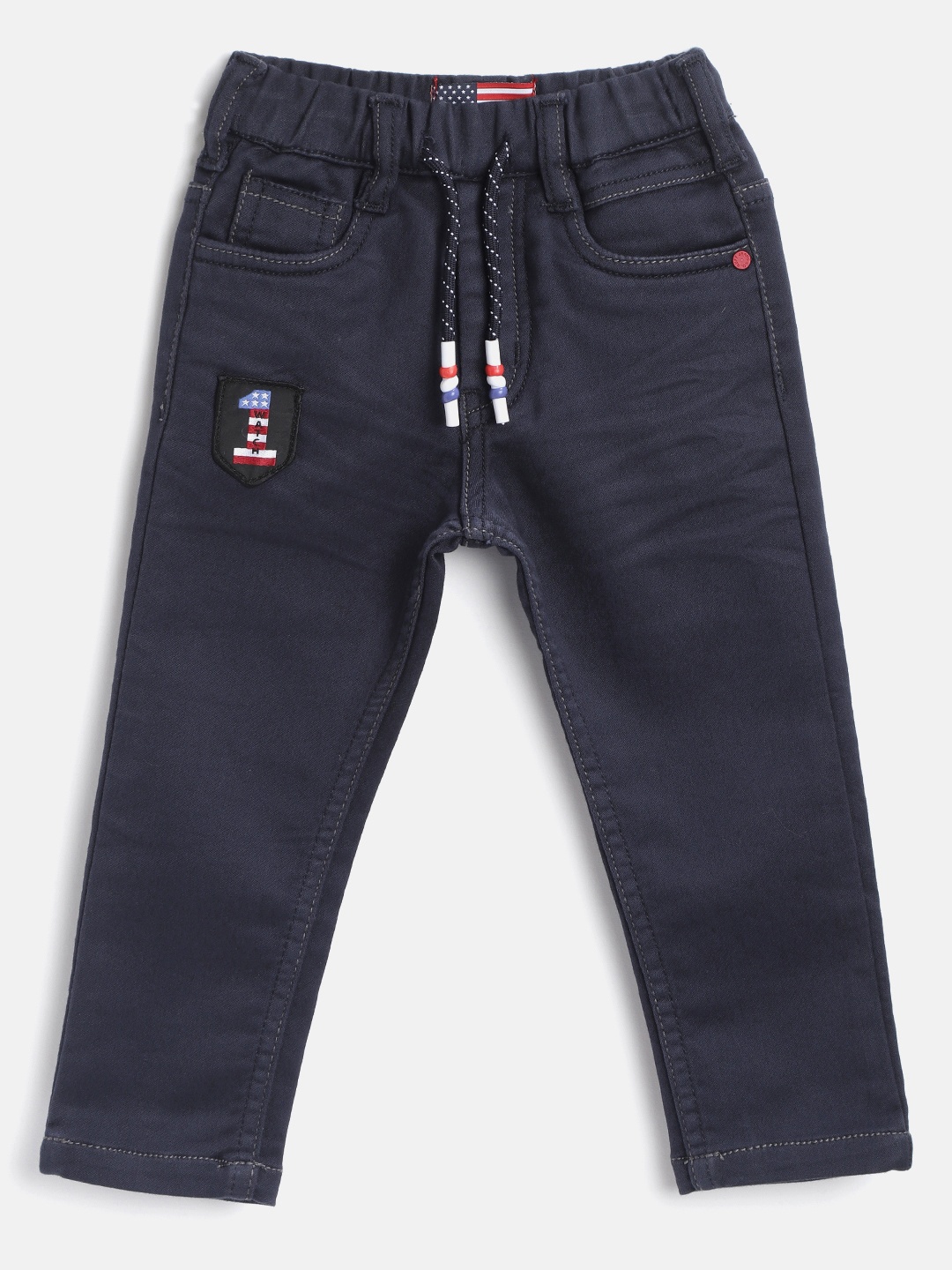 

RUFF Boys Navy Blue Slim Fit Mid-Rise Clean Look Applique Detail Stretchable Jeans