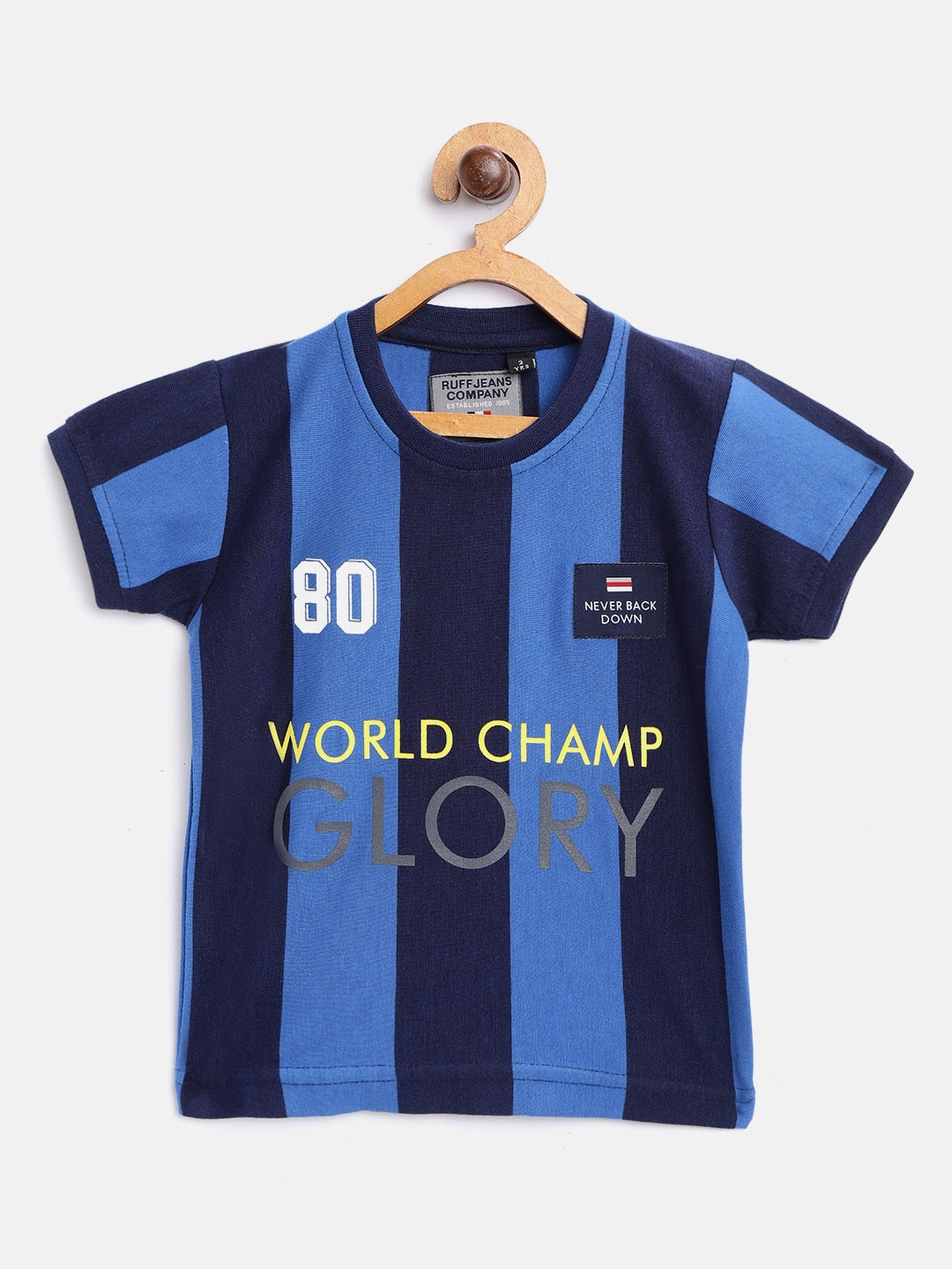 

RUFF Boys Blue Striped Round Neck T-shirt