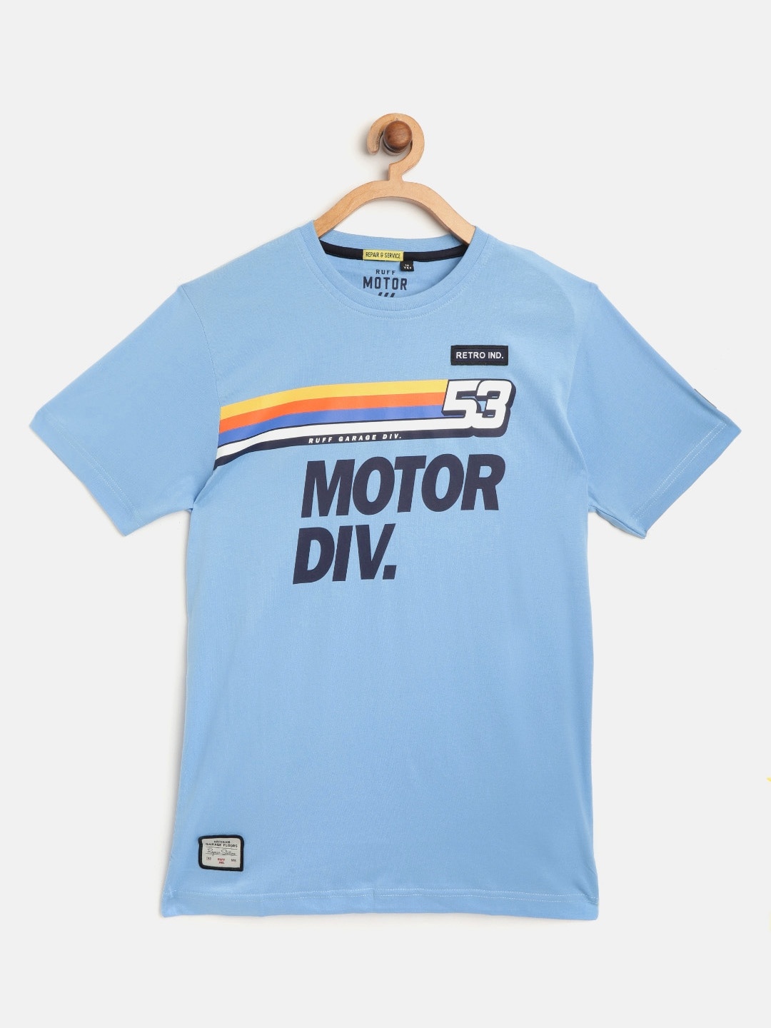 

RUFF Boys Blue Printed Round Neck T-shirt