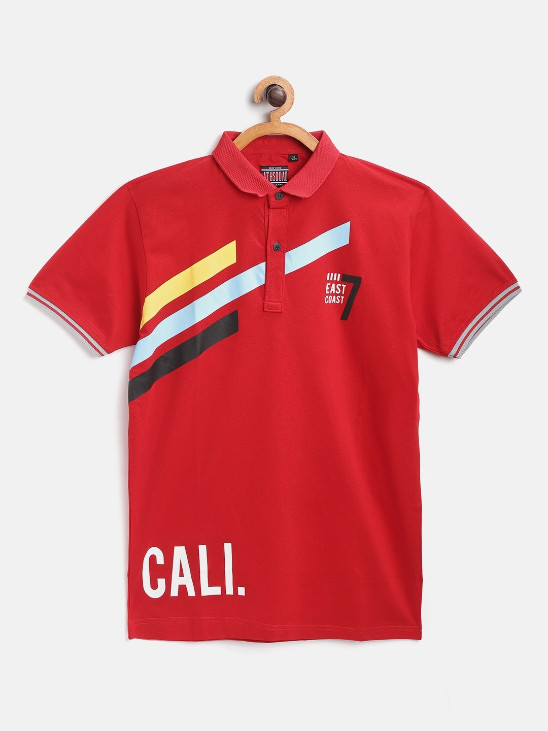 

RUFF Boys Red Printed Polo Collar T-shirt