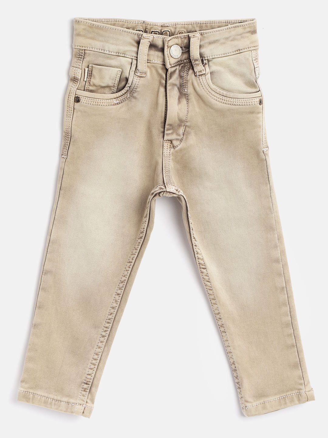 

RUFF Boys Khaki Slim Fit Mid-Rise Clean Look Stretchable Jeans