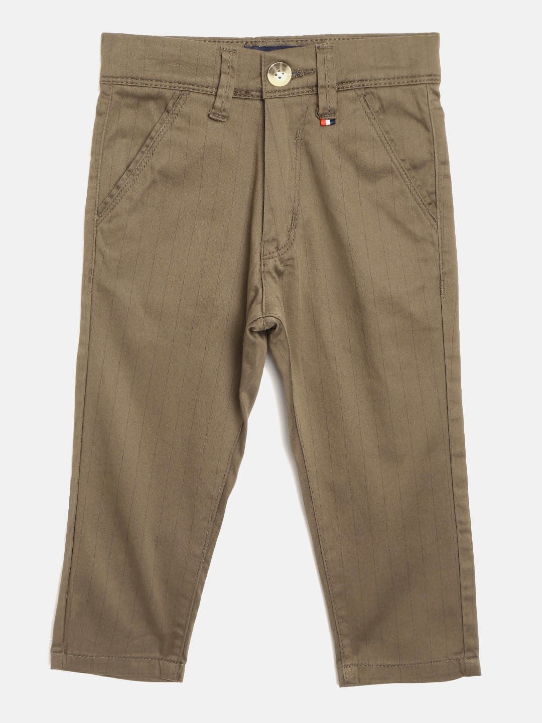 

RUFF Boys Olive Green Slim Fit Pinstripe Chinos