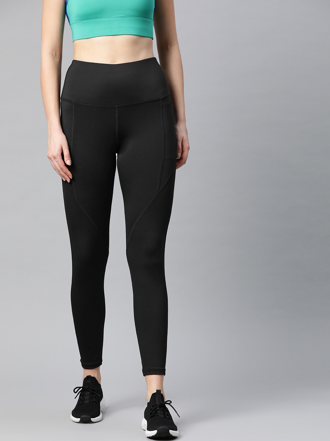 

Reebok Women Black Workout Ready PP High-Rise Training Tights