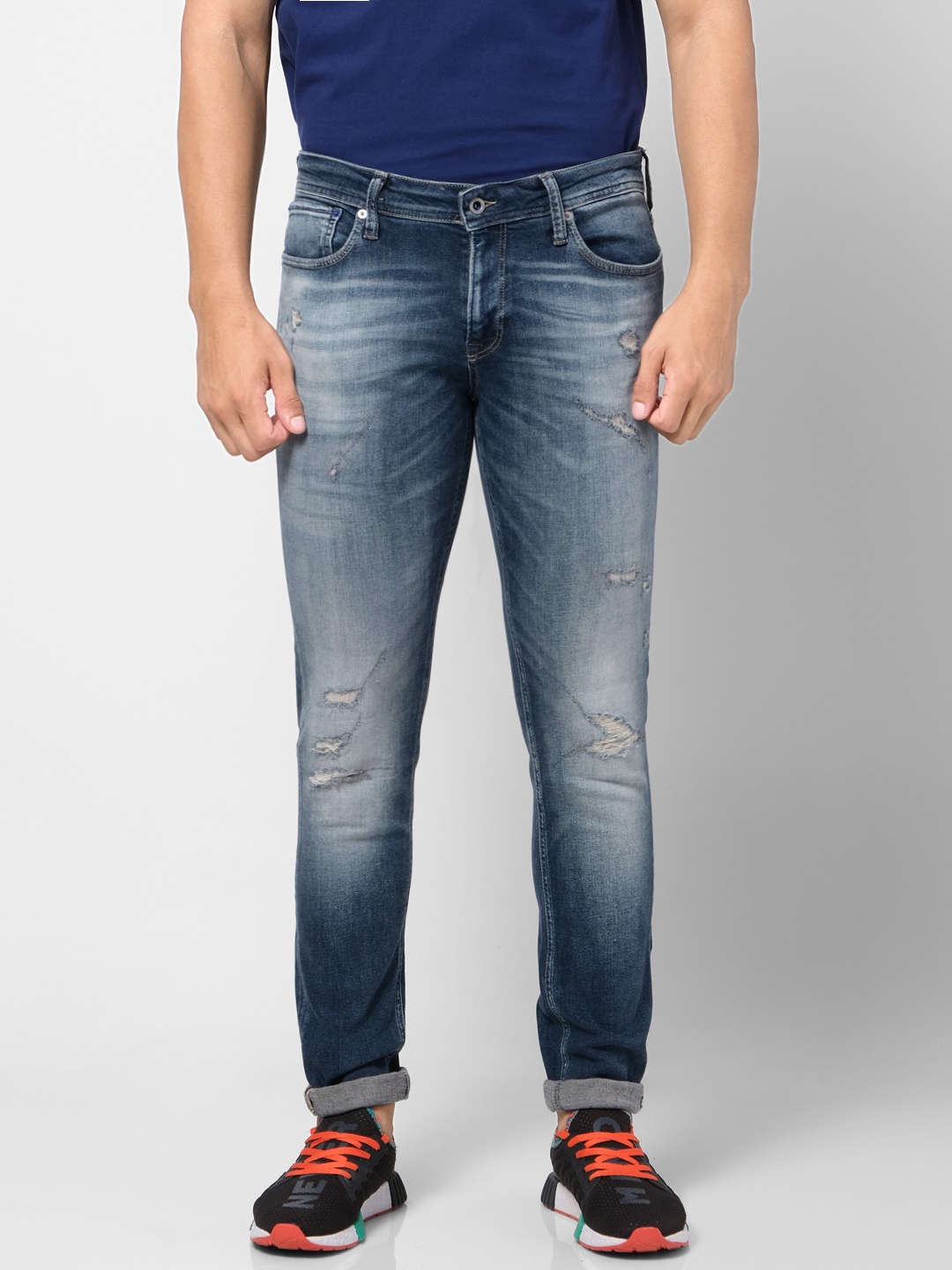 

Jack & Jones Men Blue Liam Skinny Fit Low-Rise Mildly Distressed Stretchable Jeans