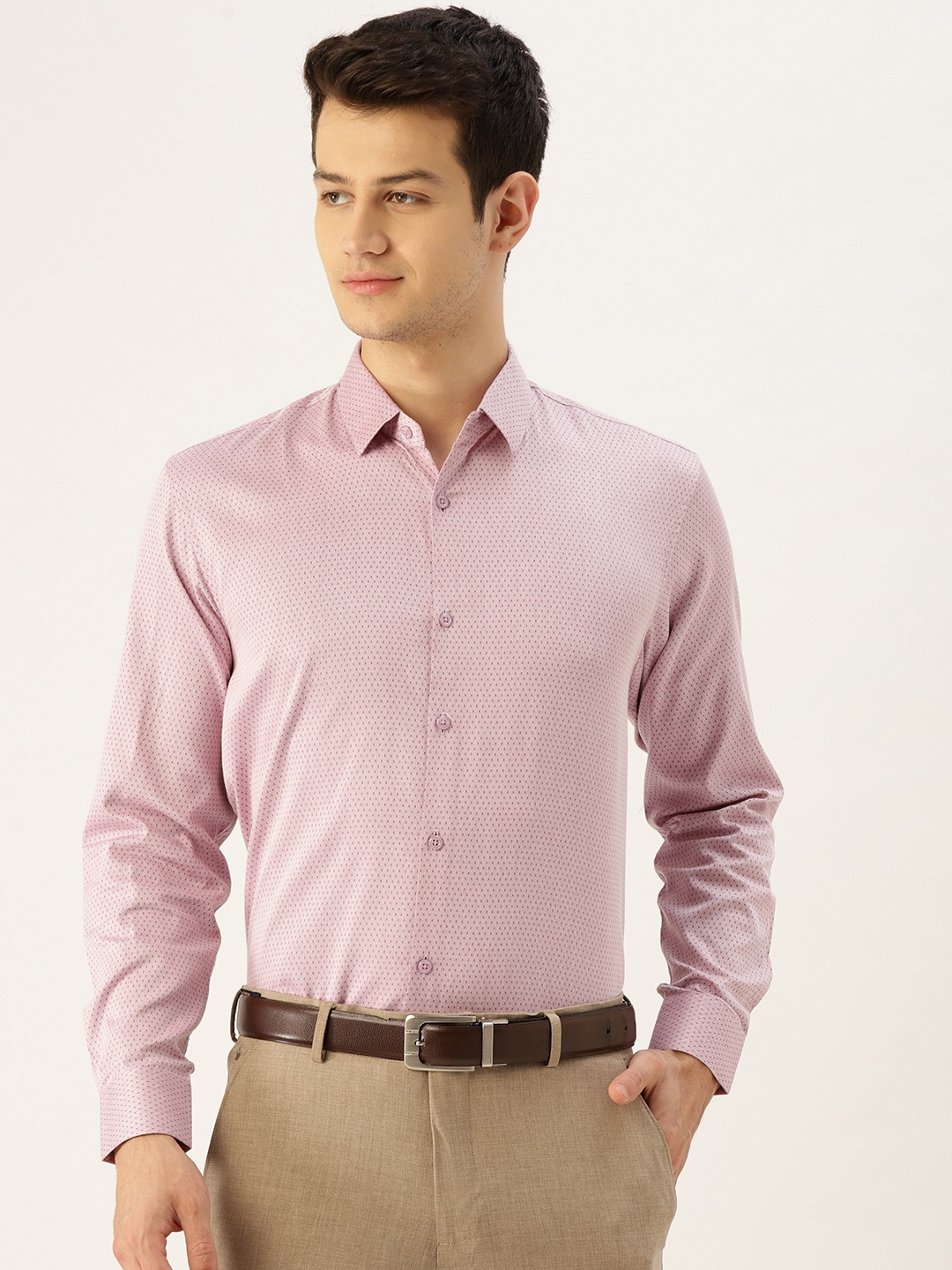 

SOJANYA Men Lavender Classic Fit Micro Ditsy Pattern Formal Shirt