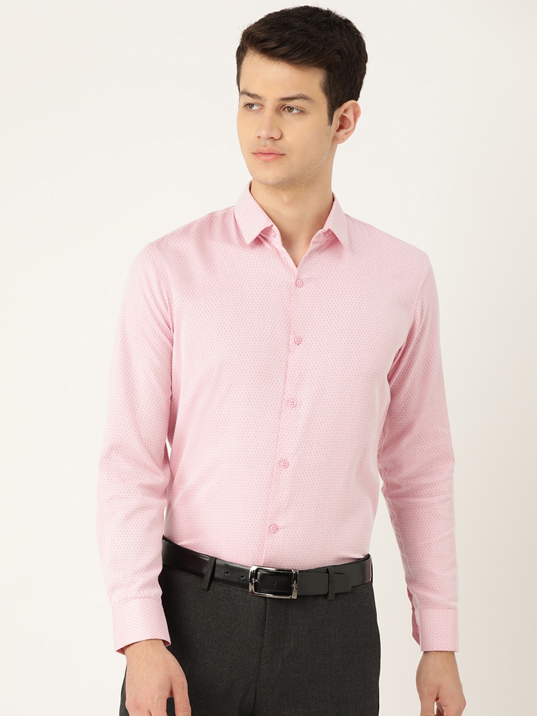 

SOJANYA Men Pink Classic Regular Fit Self Design Formal Shirt