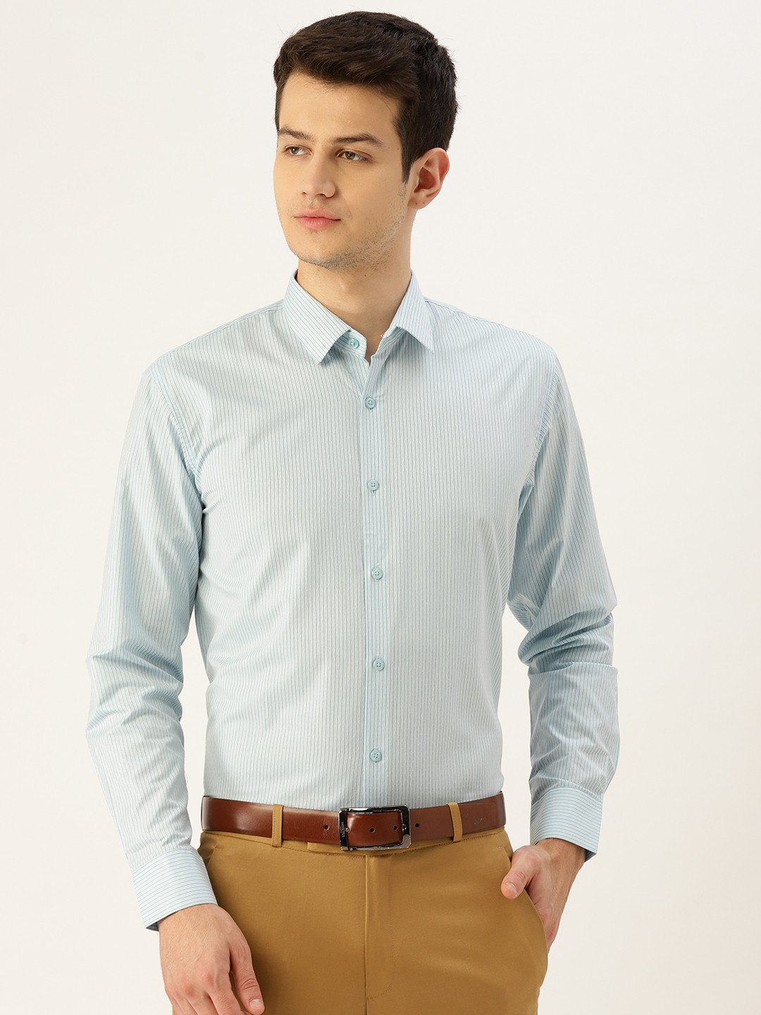 

SOJANYA Men Blue Classic Fit Striped Formal Shirt