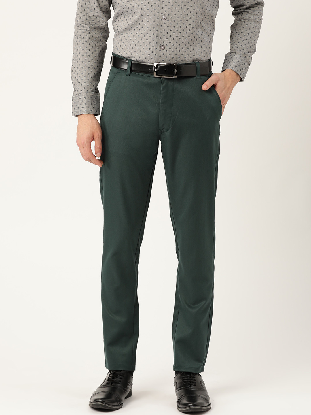 

SOJANYA Men Green Smart Regular Fit Solid Formal Trousers