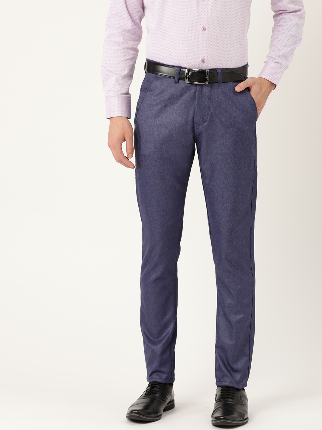 

SOJANYA Men Navy Blue Smart Regular Fit Solid Formal Trousers