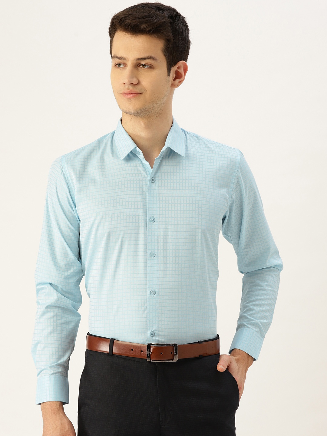 

SOJANYA Men Blue Classic Fit Checked Formal Shirt