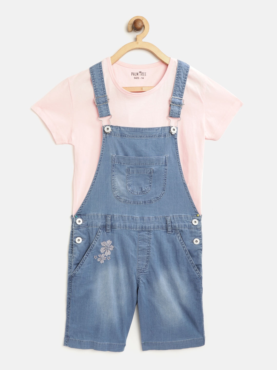 

Palm Tree Girls Blue Chambray Washed Dungarees