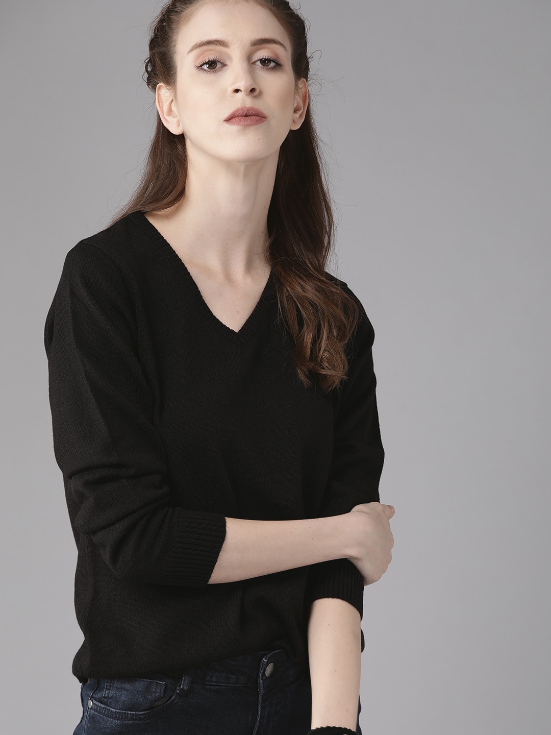 

Roadster Women Black Solid Pullover