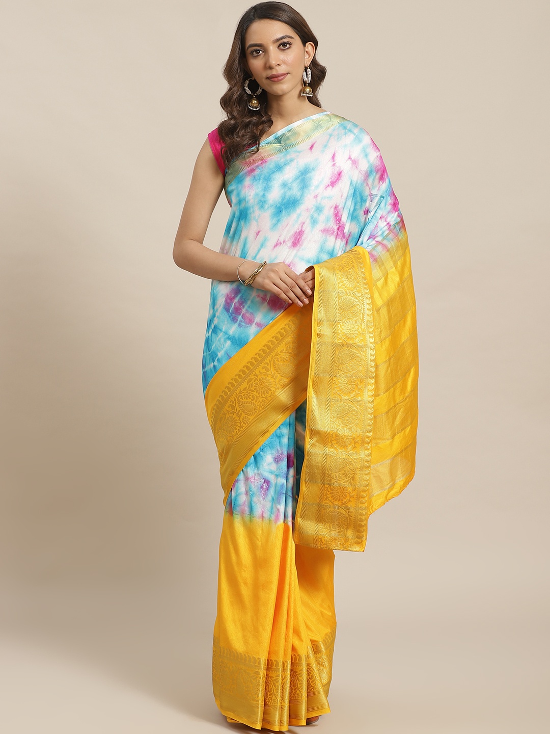 

Mitera Blue & Yellow Dyed Saree