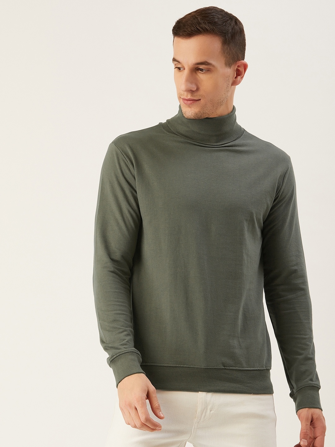 

Rodzen Men Green Solid Sweatshirt