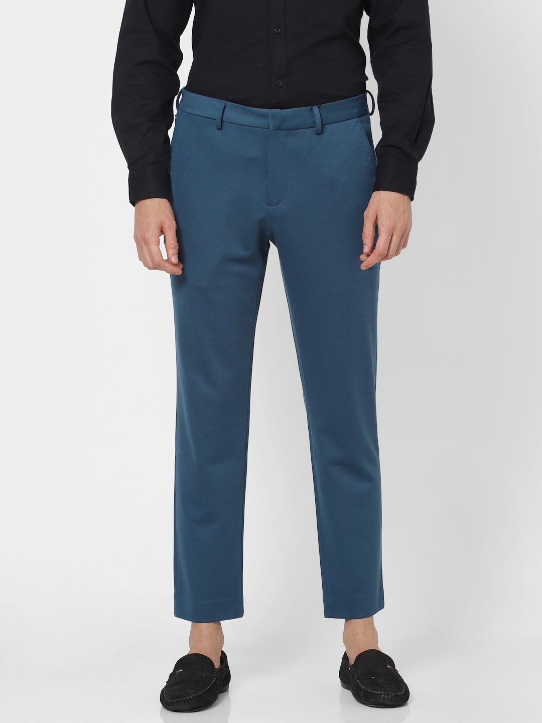 

Jack & Jones Men Blue Slim Fit Solid Regular Trousers