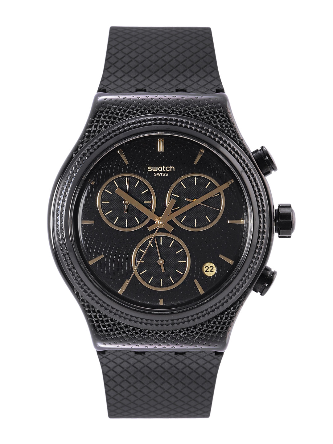 

Swatch Men Black Water Resistant Analogue Watch YVB408