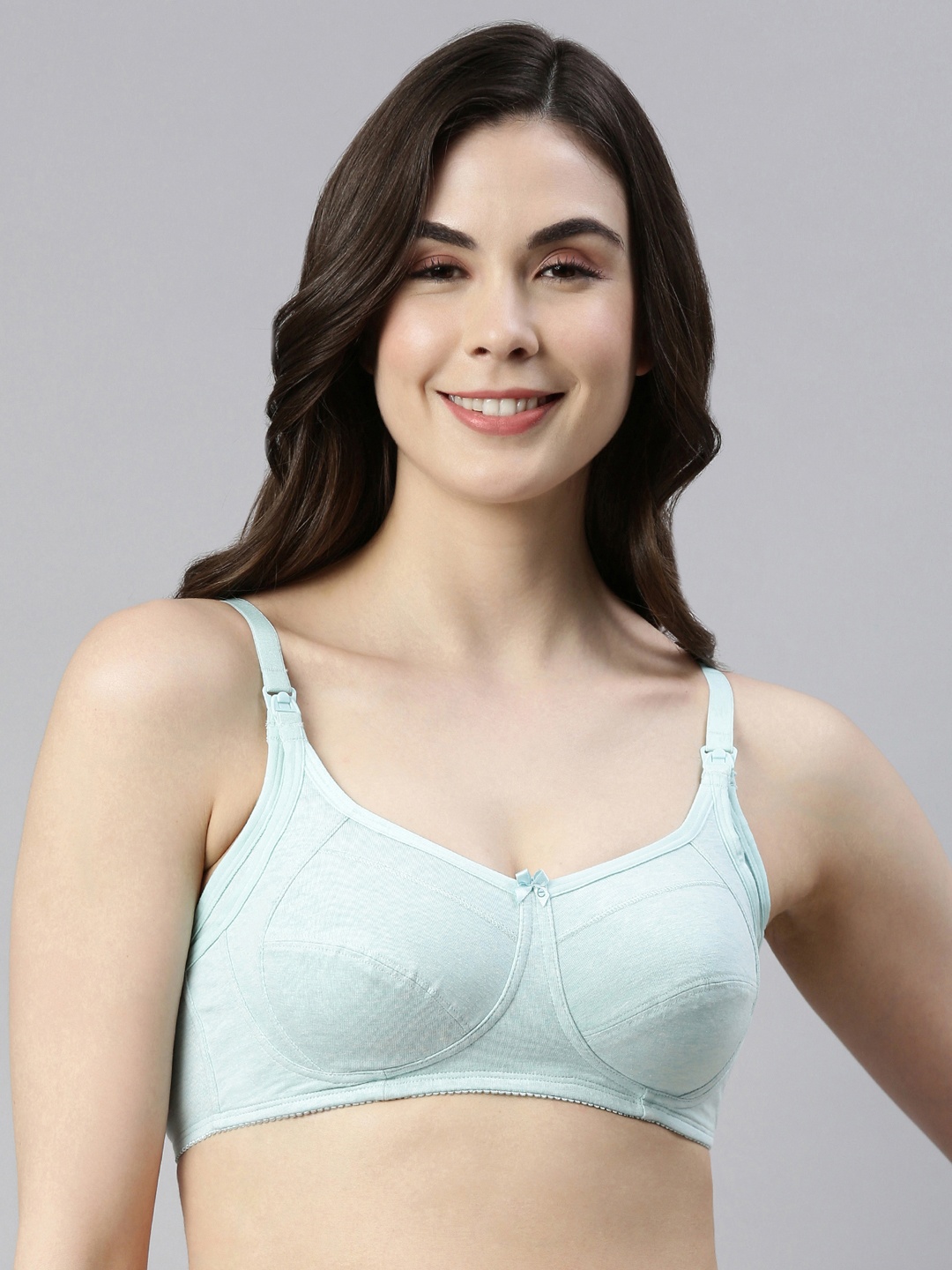 

Enamor Sectioned Lift and Support Cotton Nursing Bra High Coverage Non Padded and Wirefree, Sea green