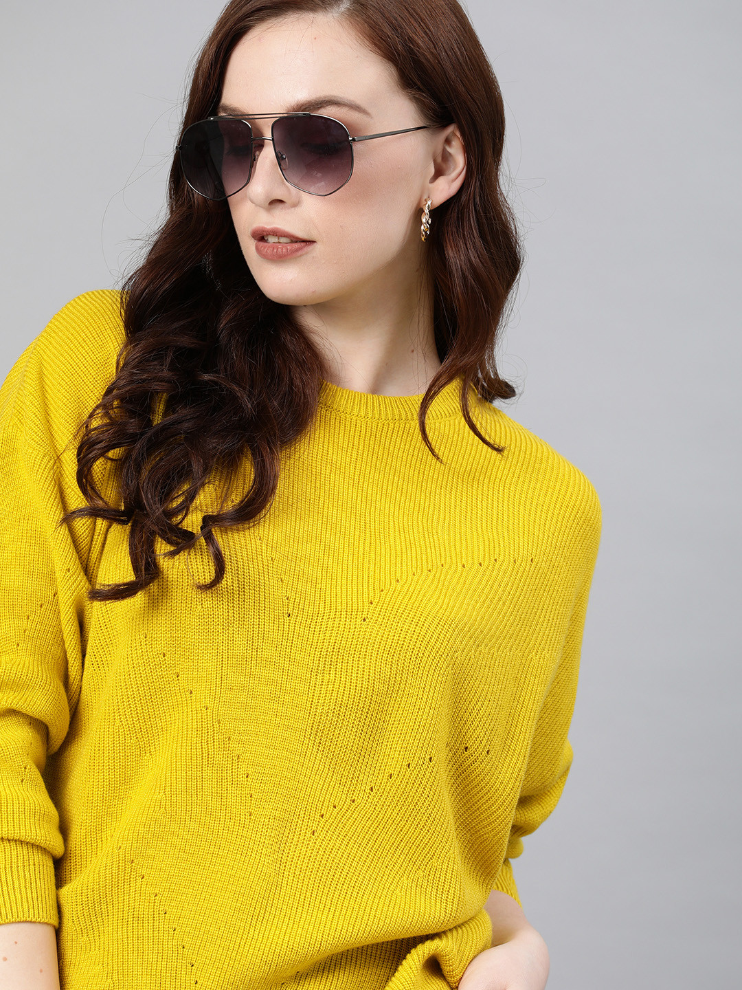 

ONLY Women Lime Green Ribbed Pullover Sweater