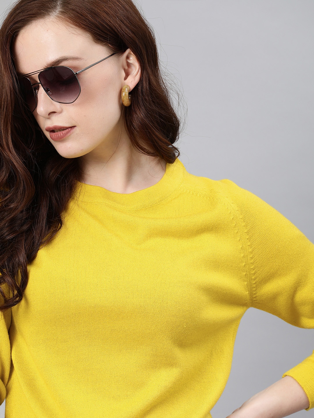 

ONLY Women Yellow Solid Pullover Sweater