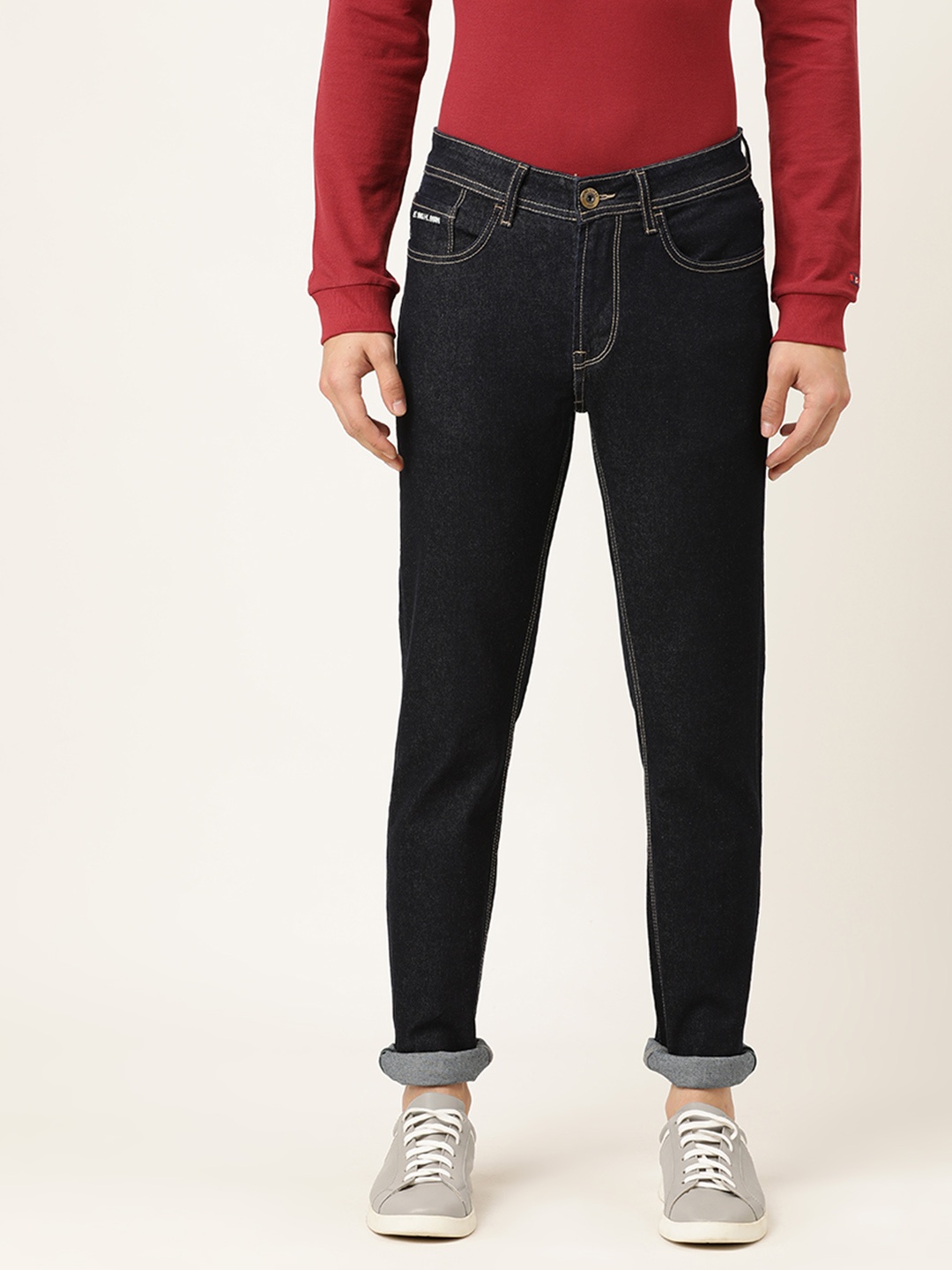

Being Human Men Navy Blue Regular Fit Mid-Rise Clean Look Stretchable Jeans