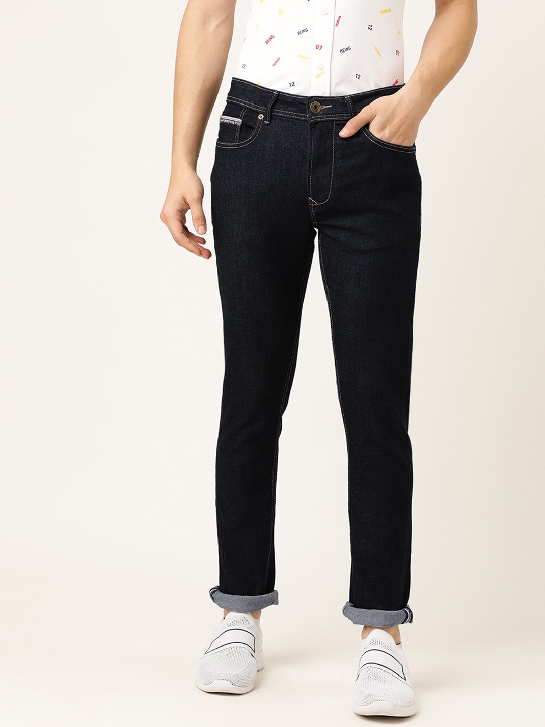 

Being Human Men Navy Blue Slim Fit Mid-Rise Clean Look Stretchable Jeans