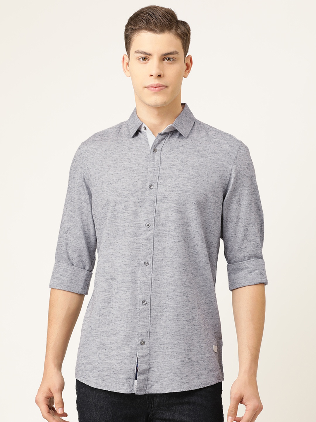 

Being Human Men Grey Slim Fit Solid Casual Shirt