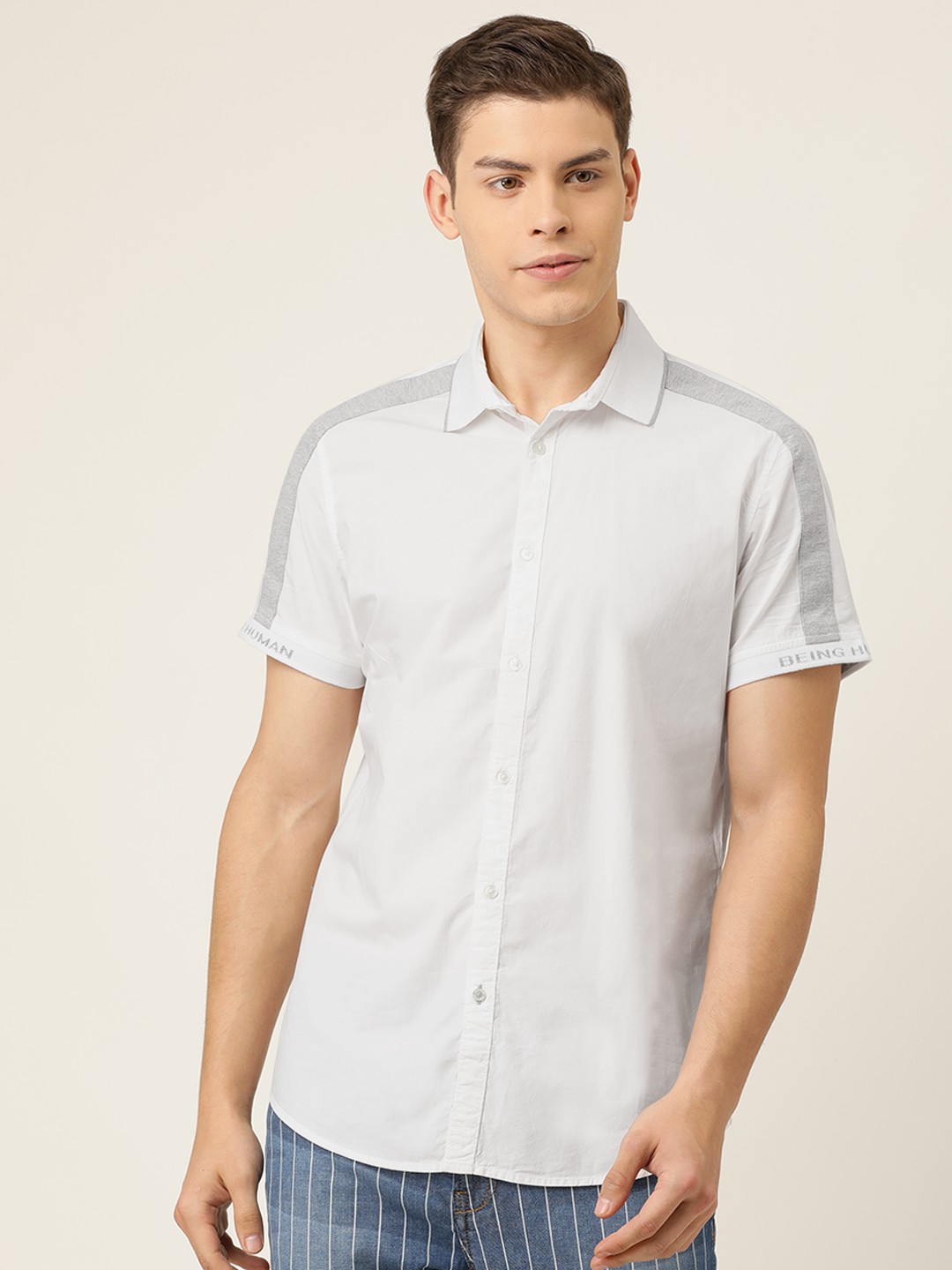 

Being Human Men White Slim Fit Solid Casual Shirt