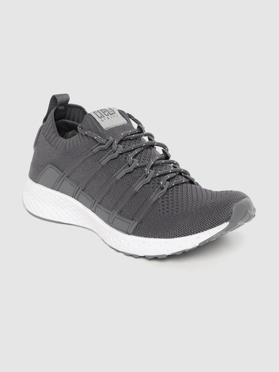 

Crew STREET Men Charcoal Grey Woven Design Running Shoes