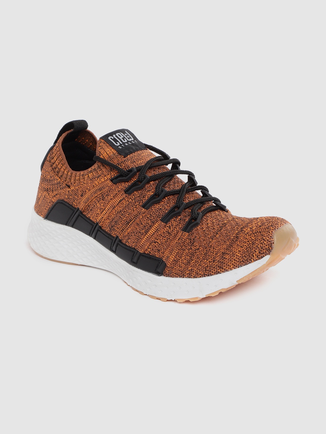 

Crew STREET Men Mustard Orange Woven Design Running Shoes